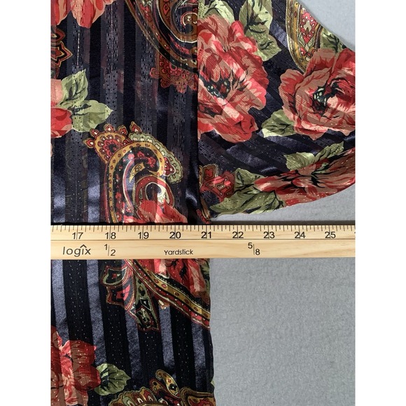 Vintage‎ Victoria's Secret Gold Label Floral Satin Pajama Set Small Navy Roses - Picture 11 of 15